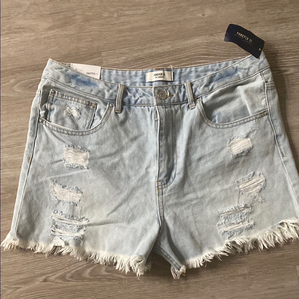 Forever 21 Blue Jean Shorts Distressed Style